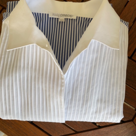 Blue and white short sleeve cotton shirt from Italy - Picture 5 of 8